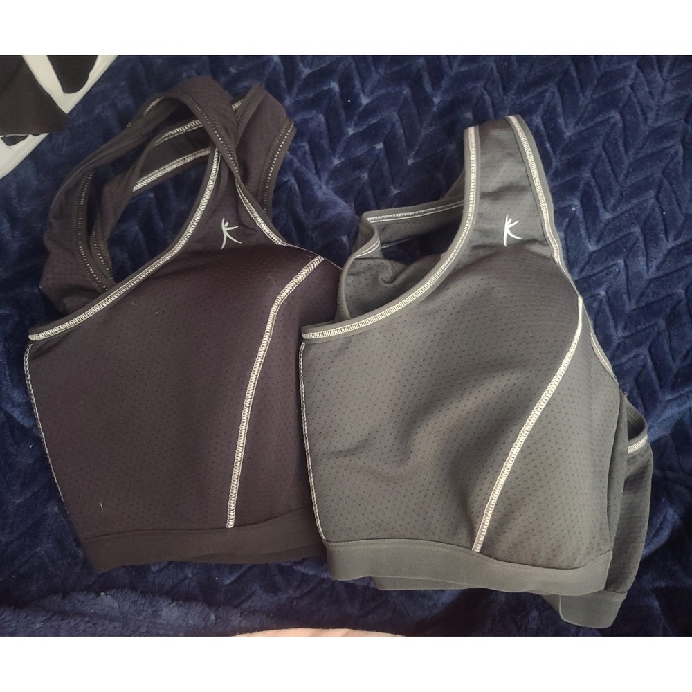 Danskin Now Sports Bra 2 Pack Black Gray Racerback Mesh Activewear Womens XL